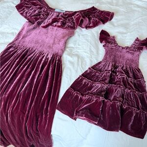 Hill House Velvet Off-Shoulder mommy and me Dress in Burgundy
